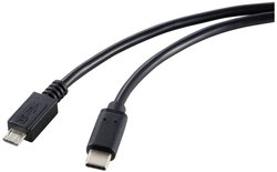 Kabel USB Renkforce RF-5720396, USB 2.0, Złącze męskie USB-C®, Złącze męskie USB Micro-B, 1.80 m