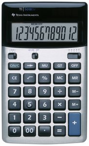 Texas Instruments TI-5018 SV  Kalkulator kieszonkowy srebrny Wyświetlacz: 12 bateryjne, energią słoneczną (D x S) 170 mm x 105 mm