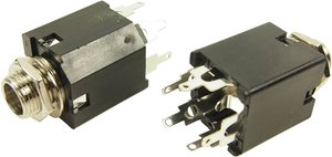 Złącze męskie jack 6,35 mm Cliff FM6700 FM6700, złącze żeńskie do wbudowania pionowego, 1 szt.