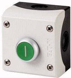 Przycisk, 1 zestyk zwierny, 1 zestyk rozwierny, płaski, zielony, zabudowa Pokrętło Eaton M22-D-G-X1/KC11/I   1 szt.