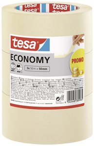 taśma malarska tesa ECONOMY — uniwersalna taśma klejąca do prac malarskich bez użycia rozpuszczalników — można ją usunąć bez pozostawiania śladów do 4 dni po użyciu, 3x 50 mx 50 mm Taśma malarska tesa  55342-00000-00 Economy (D x S) 50 m x 50 mm 50 m 3 sz