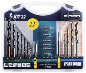 Komplet wierteł uniwersalnych  22 szt. Alpen  800222100