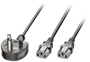 Kabel Y LINDY 30371 [1x złącze męskie angielskie - 2x złącze żeńskie IEC C13] 2.50 m