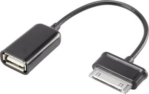 Kabel USB Renkforce, USB 2.0, Złącze męskie Samsung 30 pin., Złącze żeńskie USB-A, 0.10 m