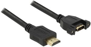 Kabel HDMI Delock złącze męskie HDMI typ a na złącze żeńskie HDMI typ a, 1 m Przedłużacz HDMI Delock 85102, ze złączem śrubowym, pozłacane styki, 1.00 m