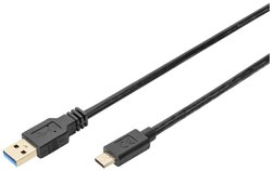 Kabel połączeniowy USB typ C, typ C do A M/M, 1.0m, Gen2, 3A, 10GB, wersja 3.1, CE, blk Kabel USB Digitus, Złącze męskie USB-A, Złącze męskie USB-C®, 1.00 m
