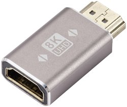 SpeaKa Professional SP-11302000 HDMI Przejściówka, adapter [1x złącze męskie HDMI - 1x złącze żeńskie HDMI] szary UHD 8K @ 60 Hz, UHD 4K @ 120 Hz