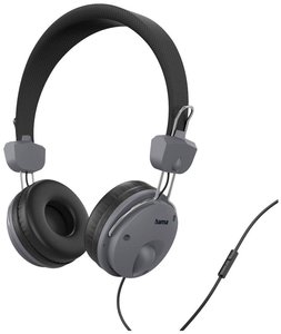 Słuchawki &quot,Fun&quot,, nauszne, mikrofonowe, jednostronne prowadzenie kabli, czarne Słuchawki On Ear Hama Fun 00184145 Stereo ciemnoszary, czarny