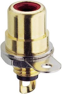 Gniazdo cinch do montażu panelowego Lumberg BTO 1 V, czerwone