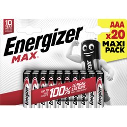 Baterie alkaliczne Energizer Max, opakowanie 20 Bateria AAA/R03 Energizer Max  1.5 V 20 szt.