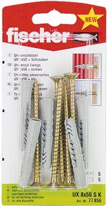 Kołki rozporowe z wkrętami Fischer 77856 UX, 8 x 50 mm, 5 szt.