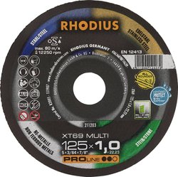 RHODIUS XT69 MULTI BOX Bardzo cienka tarcza tnąca 125 x 1,0 x 22,23 mm INOX prosta Tarcza tnąca prosta Rhodius XT69 MULTI BOX 211211 125 mm 10 szt.