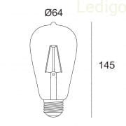 E27, Typ-ST64, Żarówka LED, 4W, Clear Filament