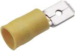 Wtyczka płaska Cimco 180294 Szerokość pokrycia: 6.3 mm Grubość pokrycia: 0.8 mm 180 ° Izolowane częściowo żółty 1 szt.
