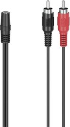 Hama 00205186  Cinch / Jack Audio Przejściówka, adapter [1x złącze żeńskie jack 3,5 mm - 2x złącze męskie RCA/cinch] czarny