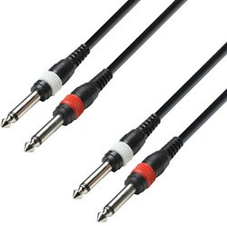 Kabel Instrumenty Adam Hall K3TPP0300 [2x złącze męskie jack 6,3 mm (mono) - 2x złącze męskie jack 6,3 mm (mono)] 3 m