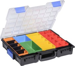 EuroPlus Pro K44/23, SW. Profesjonalna walizka na drobne części z klipsem. PP,PS 23 z kieszeniami, 4 przegródkami Walizka Allit EuroPlus Pro K44/23 454210, Ilość przegród: 23, (S x W x G) 440 x 76 x 355 mm