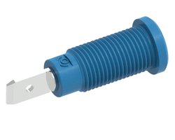 Gniazdo bananowe bezpieczne Ø2mm z okrągłą nakrętką Ø10mm, płaska końcówka łącząca 4,8x9mm, kolor niebieski Electro PJP 228-2-I-CD1-Bl Gniazdo do zabudowy bezpieczne 1 szt.