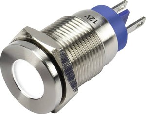 Lampka sygnalizacyjna LED TRU COMPONENTS GQ16F-D/W/12V/N 1302139, 12 V/DC, 16 mm