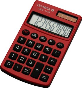 Olympia LCD 1110  Kalkulator kieszonkowy czerwony Wyświetlacz: 10 energią słoneczną, bateryjne (S x W x G) 70 x 10 x 117 mm