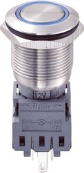 Przełącznik wciskany, wandaloodporny zatrzask TRU COMPONENTS LAS1-BGQ-11ZE/B/12V, 1 x wył/wł, IP67, 1 szt.