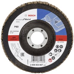 Dobre wykończenie powierzchni - X431 Standard for Metal jest kompatybilny ze szlifierkami kątowymi. Tarcza lamelkowa Bosch Accessories X431 2608603657 Średnica 125 mm 1 szt.
