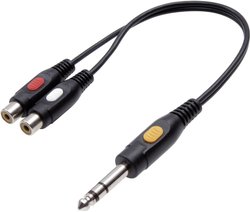 SpeaKa Professional SP-7870268  Jack / Cinch Audio Adapter Y [1x złącze męskie jack 6,3 mm - 2x złącze żeńskie RCA/cinch] czarny