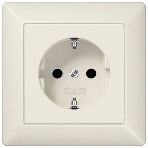 Jung AS1520 Gniazdko zasilania 16A 250V pełna płyta 80,5x80,5mm kremowo-biała Gniazdo z uziemieniem Jung AS1520 kremowo-biały