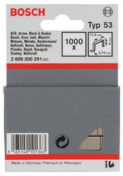 Zszywki z cienkiego drutu, typ 53, 11,4 x 0,74 x 4 mm, 1000 szt. Bosch Accessories 2609200291, N/A, Wymiary (D x S) 4 mm x 11.4 mm, 1000 szt.