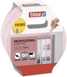 taśma malarska tesa TAPETY - cienka taśma maskująca do precyzyjnego maskowania - odpowiednia do delikatnych powierzchni w pomieszczeniach - 2x 25 mx 25 mm Taśma malarska tesa  56267-00000-01 Professional Sensitive (D x S) 50 m x 25 mm 50 m 2 szt.