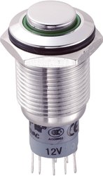 Przełącznik wciskany, wandaloodporny zatrzask TRU COMPONENTS LAS2GQH-22ZE/G/12V/S/P, 2 x wł/wł, 1 szt.