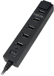 Hub LogiLink 7 portów USB 2.0, z włącznikiem/wyłącznikiem Hub USB 2.0 LogiLink UA0124 7 Portów  czarny