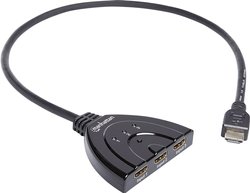 3-portowy przełącznik Manhattan 1080p HDMI Zasilany przez zintegrowany kabel USB czarny Przełącznik HDMI Manhattan 207843 1 szt.