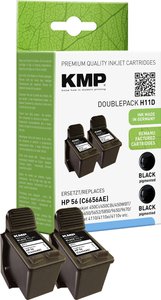 Zestaw tuszy KMP H11D = 2X HP C6656AE, 2 x 19 ml, zamiennik, czarny, kolor