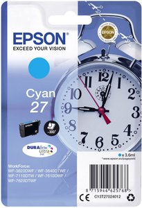 Epson atrament T2702, 27 tusz oryginalny  Cyjan C13T27024012