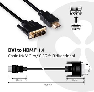 Przejściówka DVI, HDMI club3D CAC-1210 CAC-1210, trudnopalny, 2.00 m