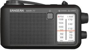 Radio outdoorowe Sangean MMR-77 UKW, MW korba ręczna, ochrona przeciwbryzgowa, latarka kieszonkowa, wielokrotne ładowanie czarny