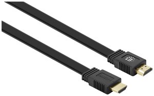kabel HDMI Manhattan Flaches 4K@60Hz HDMI-Kabel mit Ethernet-Kanal UHD Stecker/Stecker 0,5m schwarz 355599, podwójne ekranowanie, konstrukcja płaska, wersja płaska, HDMI High Speed z Ethernet, 0.50 m
