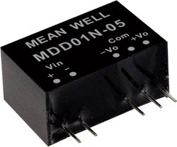 Moduły przetwornicy DC/DC firmy MEANWELL serii MDD01 serii SIP/SIL7 Obudowa Podwójne wyjście Współczynnik napięcia wejściowego: 1:1 Moc: 1W nieregulowany Medyczny Moduł przetwornicy DC/DC Mean Well MDD01L-09 MDD01L-09, 1 W, 56 mA, 1 szt.