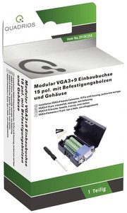 Złącze męskie VGA Quadrios 2010C255, złącze żeńskie proste, 1 zest.