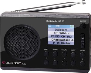 Radio przenośne Albrecht DR 70 DAB+, UKW latarka kieszonkowa czarny