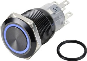 Przycisk TRU COMPONENTS LAS1-AGQ-22E/B/12V/A TC-9428176, 19 mm, 250 V/AC, 3 A, 1 szt.