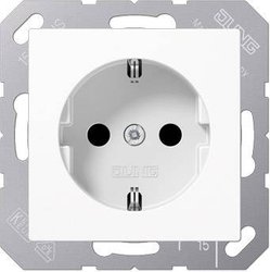 Jung ABA1520WW Gniazdko zasilania 16A 250V antybakteryjna biel alpejska Gniazdo elektryczne Jung ABA1520WW śnieżnobiały