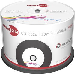 PRIMEON CD-R 700MB 52x Czarny-Winyl-Płyta 50szt Cakebox  CD-R 80 Primeon 2761107 50 szt.