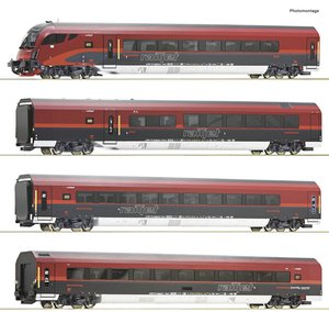 Wagon osobowy Roco 74038 H0 zestaw 4 Railjetów ÖBB
