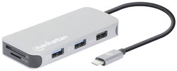 Stacja dokująca Manhattan 130615 USB-C 8-w-1 z zasilaniem USB 3.2 Gen 1 Type-C, srebrna Manhattan 130615 Stacja dokująca USB-C®  zasilanie USB-C®