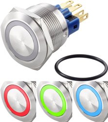 Przełącznik wciskany, wandaloodporny TRU COMPONENTS TC-GQ22-11E/41RGB/ TC-7494636, 22 mm, 250 V/AC, 3 A, 1 szt.