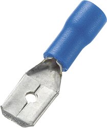 Płaska końcówka kablowa, szerokość: 6,4 mm grubość: 0,8 mm 180° częściowo izolowana, niebieska 745424 100 szt.