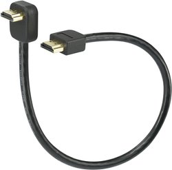 Kabel przyłączeniowy SpeaKa Professional High Speed HDMI z wtykiem HDMI 90°/wtykiem HDMI Ethernet, czarny 0,3 m Kabel HDMI SpeaKa Professional SP-7870508, kanał powrotny audio, pozłacane styki, HDMI 4K, 0.30 m
