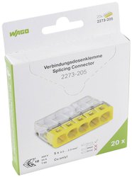 Złącze do puszki podtynkowej WAGO 2273 2273-205, PIN: 5, 450 V, 24 A, 20 szt.